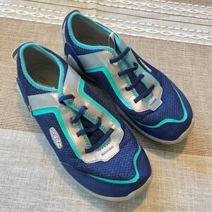 Keen CNX Zephyr Kids Navy Blue Silver Teal Mesh Athletic Sneakers 1026391 6.5